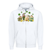White patricks day coffee Zipper Hoodie - MaliasSmallBusiness