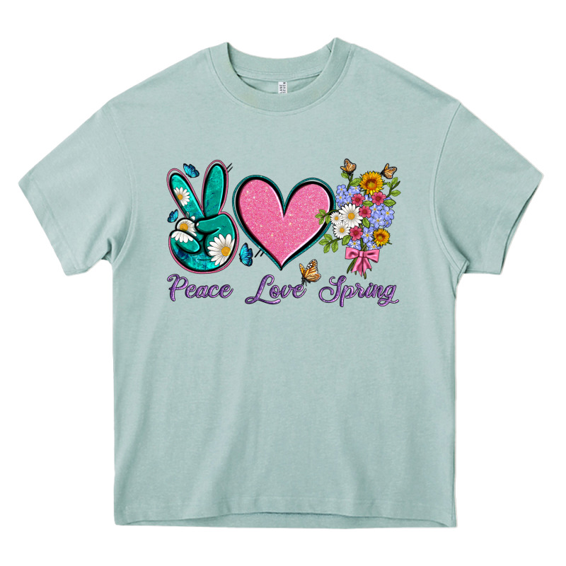 Peace Love Springwith Flowers And Butterfly Heavy Core Tee by Artiststas | Teevron