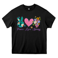 Black peace love springwith flowers and butterfly Heavy Core Tee - Artiststas