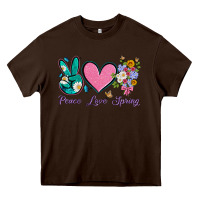 Chocolate Brown peace love springwith flowers and butterfly Heavy Core Tee - Artiststas