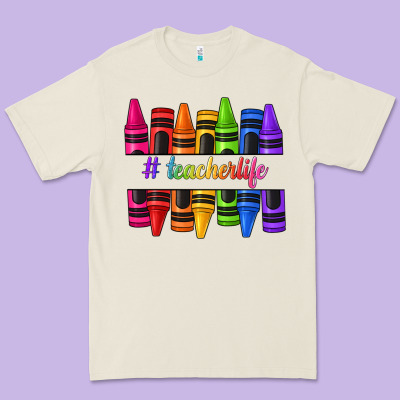 Premium Tee teacher life crayons