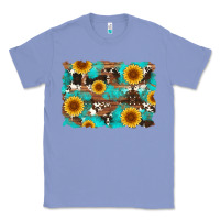 Colony Blue sunflower and cowhides with wood and turquoise background Classic Tee - Artiststas