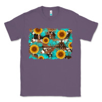 Lavender sunflower and cowhides with wood and turquoise background Classic Tee - Artiststas