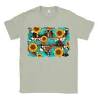 Matcha sunflower and cowhides with wood and turquoise background Classic Tee - Artiststas
