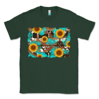 Sports Green sunflower and cowhides with wood and turquoise background Classic Tee - Artiststas