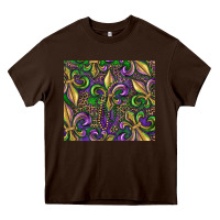 Chocolate Brown mardi gras fleur de lis Heavy Core Tee - RanaPortraitStore