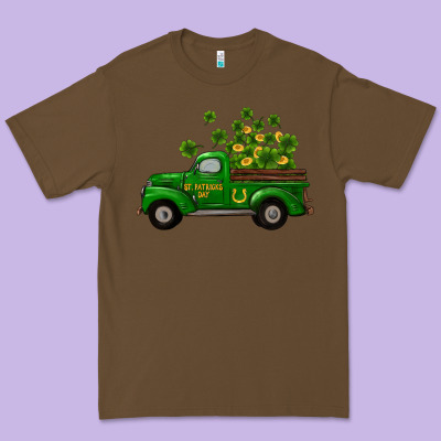 Premium Tee st patricks truck shamrock horseshoe gold