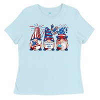 Baby Blue fourth of july gnomes Ladies Tee - RanaPortraitStore