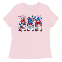 Bubblegum Pink fourth of july gnomes Ladies Tee - RanaPortraitStore