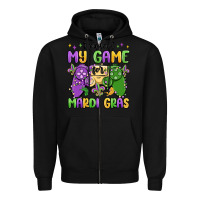 Black i paused my game for mardi gras Zipper Hoodie - MaliasSmallBusiness