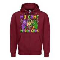 Burgundy i paused my game for mardi gras Zipper Hoodie - MaliasSmallBusiness