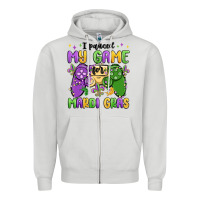 Dove Grey i paused my game for mardi gras Zipper Hoodie - MaliasSmallBusiness