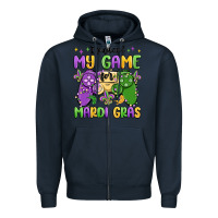 Navy i paused my game for mardi gras Zipper Hoodie - MaliasSmallBusiness