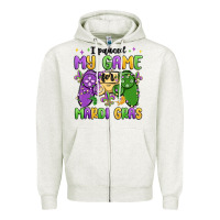 Oatmeal Heather i paused my game for mardi gras Zipper Hoodie - MaliasSmallBusiness