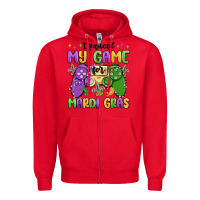 Red i paused my game for mardi gras Zipper Hoodie - MaliasSmallBusiness