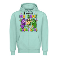 Seafoam i paused my game for mardi gras Zipper Hoodie - MaliasSmallBusiness