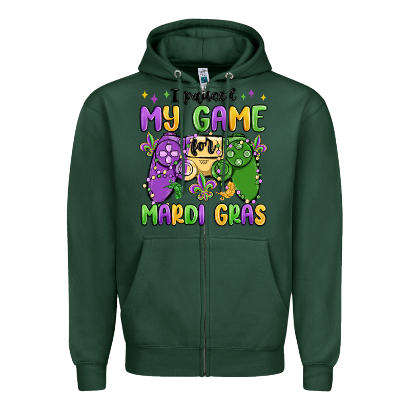 I Paused My Game For Mardi Gras Zipper Hoodie by MaliasSmallBusiness | Teevron