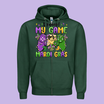 I Paused My Game For Mardi Gras Zipper Hoodie Designed By Maliassmallbusiness