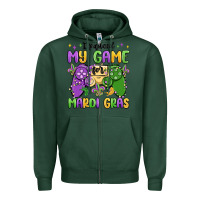 Sports Green i paused my game for mardi gras Zipper Hoodie - MaliasSmallBusiness