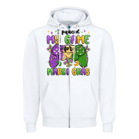 White i paused my game for mardi gras Zipper Hoodie - MaliasSmallBusiness