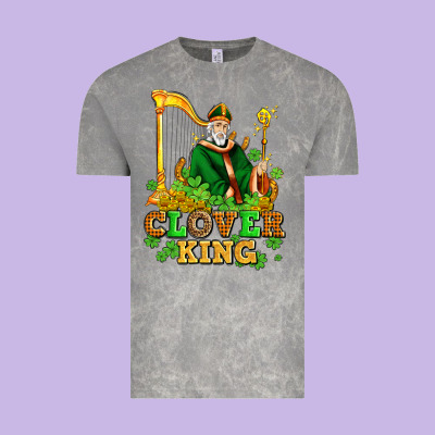 St Patricks Clover King  With Shamrocks Vintage Tee Designed By Adodesignshop