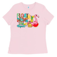 Bubblegum Pink float drink tan repeat Ladies Tee - RanaPortraitStore