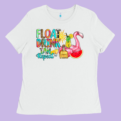 Ladies Tee float drink tan repeat