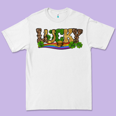 Premium Tee st patricks shamrock gold with rainbow