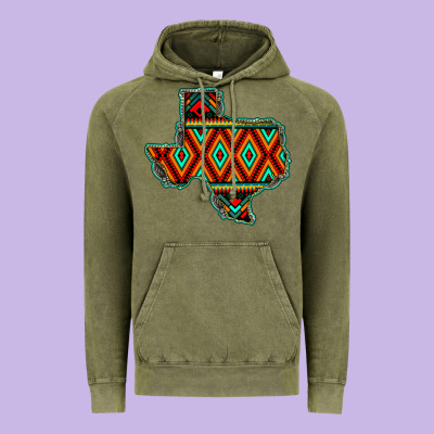 Texas Map With Aztec Background Vintage Hoodie Designed By Jahusdesignshop
