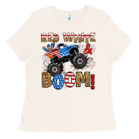 Bone red white boom monster truck Ladies Tee - RanaPortraitStore