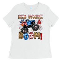 White red white boom monster truck Ladies Tee - RanaPortraitStore