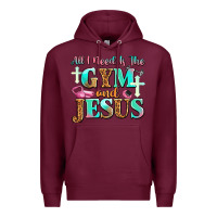 Burgundy all i need is the gym and jesus Premium Hoodie - JahusDesignShop
