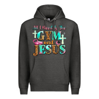 Charcoal Heather all i need is the gym and jesus Premium Hoodie - JahusDesignShop