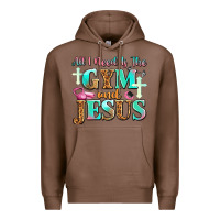 Chestnut all i need is the gym and jesus Premium Hoodie - JahusDesignShop