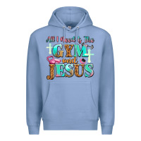Colony Blue all i need is the gym and jesus Premium Hoodie - JahusDesignShop