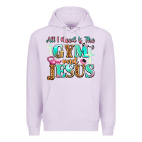 Lilac all i need is the gym and jesus Premium Hoodie - JahusDesignShop