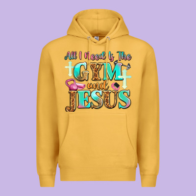 All I Need Is The Gym And Jesus Premium Hoodie Designed By Jahusdesignshop