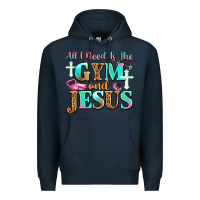 Navy all i need is the gym and jesus Premium Hoodie - JahusDesignShop