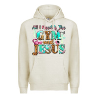 Oatmeal Heather all i need is the gym and jesus Premium Hoodie - JahusDesignShop