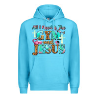 Ocean Blue all i need is the gym and jesus Premium Hoodie - JahusDesignShop