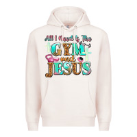 Pale Pink all i need is the gym and jesus Premium Hoodie - JahusDesignShop