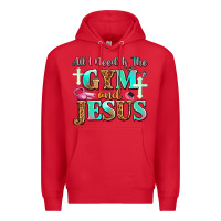 Red all i need is the gym and jesus Premium Hoodie - JahusDesignShop