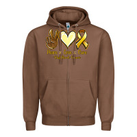 Chestnut Peace love cure Bone Cancer Zipper Hoodie - NancyCooperArtShop