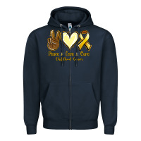 Navy Peace love cure Bone Cancer Zipper Hoodie - NancyCooperArtShop