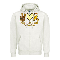 Oatmeal Heather Peace love cure Bone Cancer Zipper Hoodie - NancyCooperArtShop