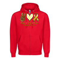 Red Peace love cure Bone Cancer Zipper Hoodie - NancyCooperArtShop