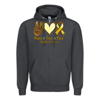 Smoke Peace love cure Bone Cancer Zipper Hoodie - NancyCooperArtShop