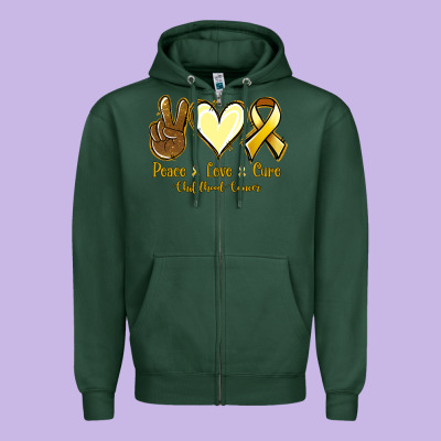 Peace Love Cure Bone Cancer Zipper Hoodie Designed By Nancycooperartshop