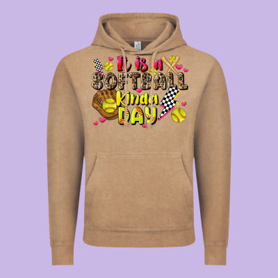 It Is A Softball Kinda Day Vintage Hoodie Designed By Jahusdesignshop