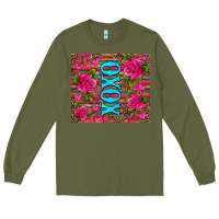 Army Green xoxo valentine's day pink roses and hearts Long Sleeve Tee - Jasminsmagicworld